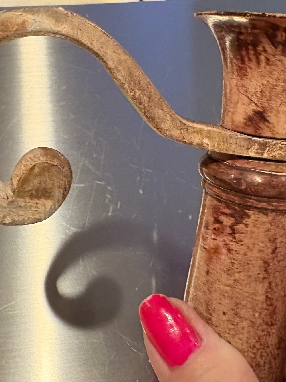 Vintage Antique-Style brown patina Candle Holder with Curved Arm